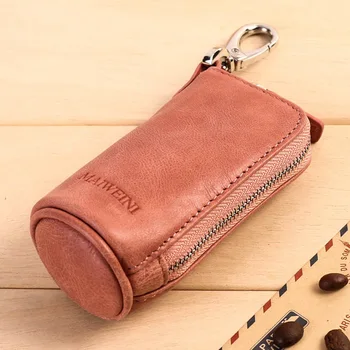 

Upgraded version Genuine Leather Men Women Buckets Key Wallet Zipper Housekeeper Key Pouch Holder Keychain Vintage Coin Purse