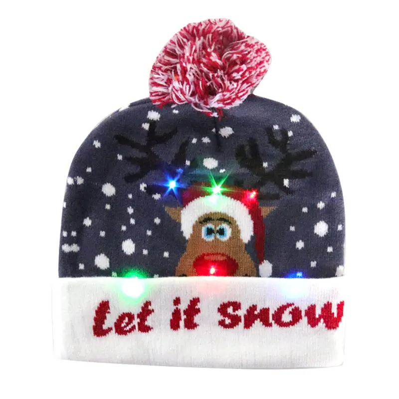 Topi Natal Rajutan LED Topi Beanie 