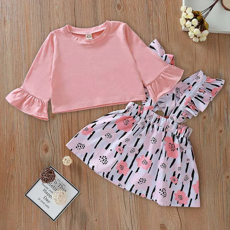 

Autumn Baby Infant Girls Long Sleeve Clothing Set Floral Blouse Tops Skirt Two Pieces Sets Clothes