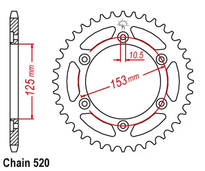 Цепь 520 39T 40T 42T 45T 48T мотоциклетная Задняя звездочка для Honda CRF250 13-18 CRM250 RK RM XR250 RL XR250 XR600 XR650