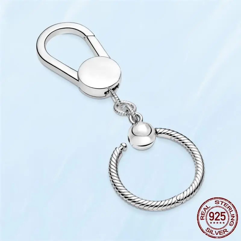 Key Ring 925 Sterling Silver Moments Small Bag Charm Holder Key Ring Suitable Fit Original Pandora Charms Beads Jewelry Gift gold jewellery