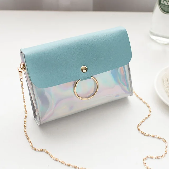 Дизайнерская роскошная сумка женская прозрачная сумка-мешок Прозрачная ПВХ Желейная маленькая сумка на плечо женская сумка через плечо с цепочкой - Цвет: SkyBlue