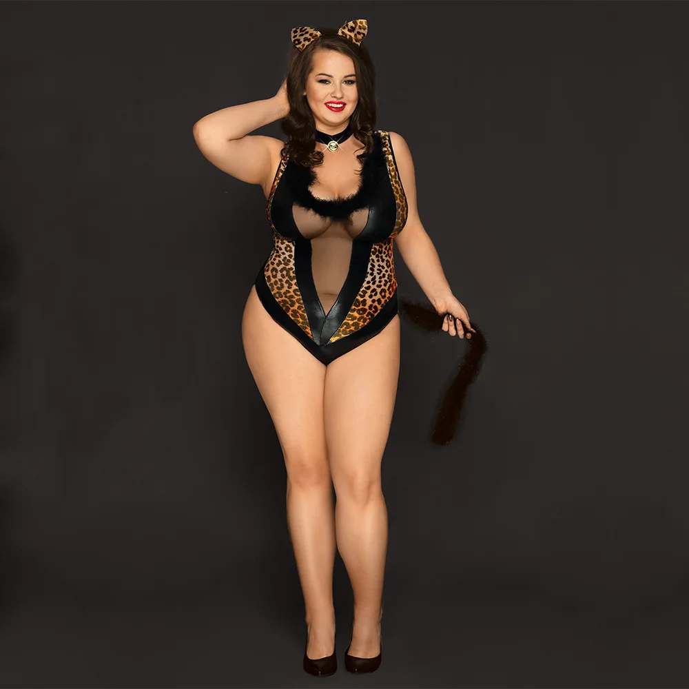 Large Size Sexy Lingerie Erotic Fat Lady Cat Girl Cosplay Costume  See-through Plus Size Sexy Katze Uniform Lingerie Porno 3 Pcs - Exotic  Costumes - AliExpress