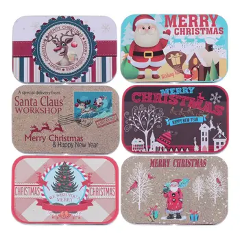 

6pcs Christmas Tinplate Boxes Practical Durable Biscuit Container Tin Box for Festival