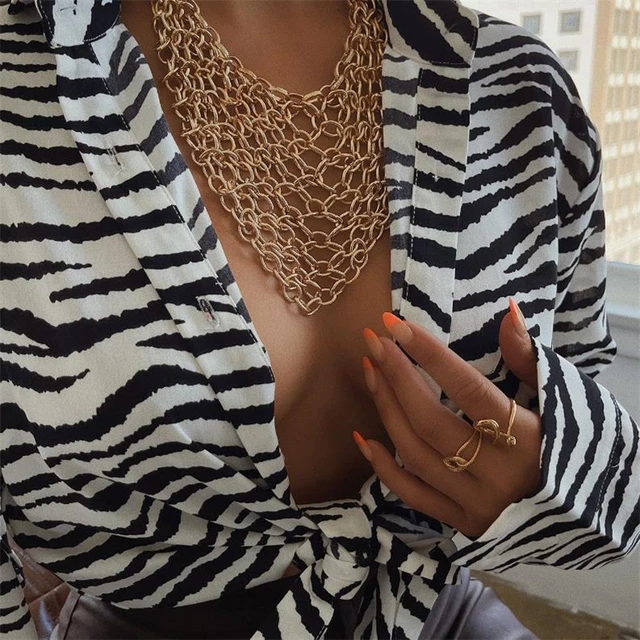 Women Button Down Lapel Shirts, Fashion Abstract/Zebra Print Long