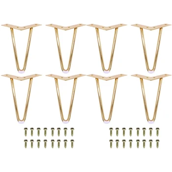 

8Pcs 8 Inch/6 Inch Gold Hairpin Legs Protectors for Furniture Legs Sofa Cabinet Furniture Leg Feet