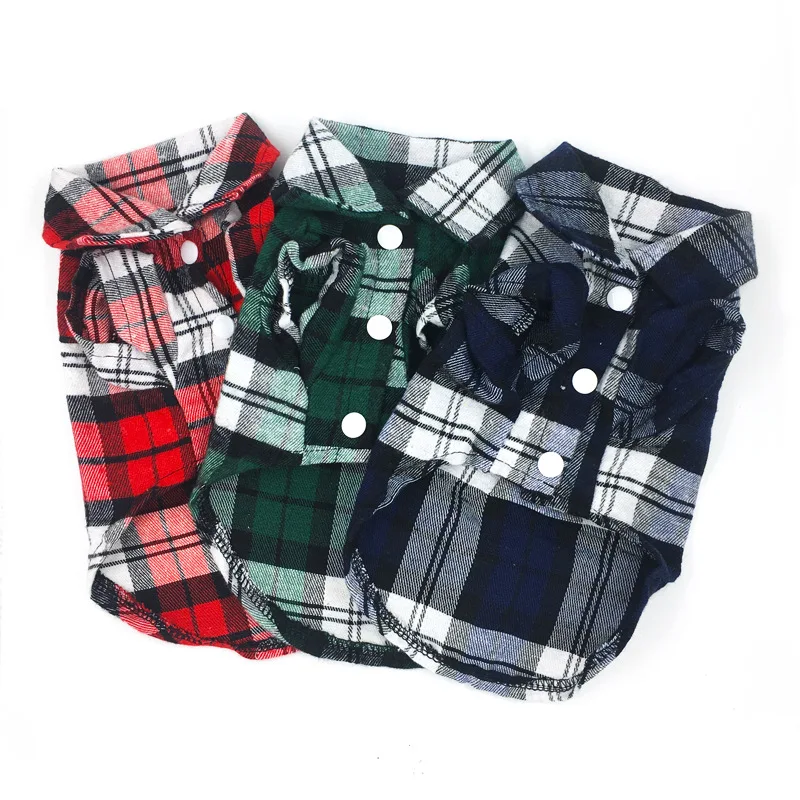 Camisetas a cuadros para perros pequeños, ropa a la moda de algodón para gatos y perros, chaleco para cachorros, camisas para Chihuahua, productos para mascotas