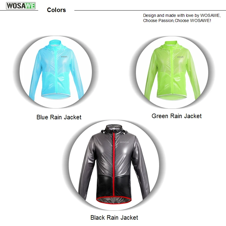 WOSAWE Водонепроницаемая велосипедная куртка для езды на велосипеде MTB, велосипедная дождевик, ветрозащитный дождевик для бега, рыбалки, велоспорта, пешего туризма