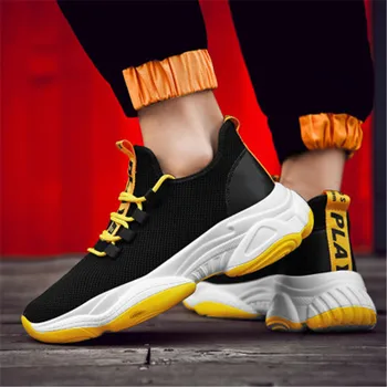 

Black Mesh Shoes Men Breathable Running Sport Shoes Male Lace Up Non-slip Men Low Athletic Sneakers Casual Walking Sneakers 2020