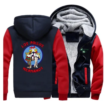 

Winter Men Thick Warm Fleece Jacket Breaking Bad LOS POLLOS Hermanos Funny Hoodies Hip Hop Sweatshirts Coat Hoodies Streetwear