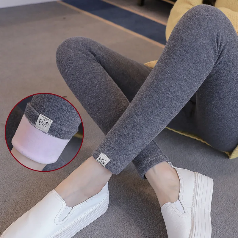

Velvet Heating Pure Color Maternity Women Leggings Soft Maternity Clothings Winter Warm Trousers Breathe Maternity Clothes Pants