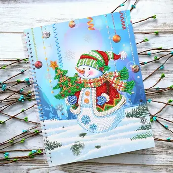 

DIY Christmas Notebook Snowman Special Shaped Diamond Painting Note Book 50 Pages A4 Notebook Christmas Gift for Children