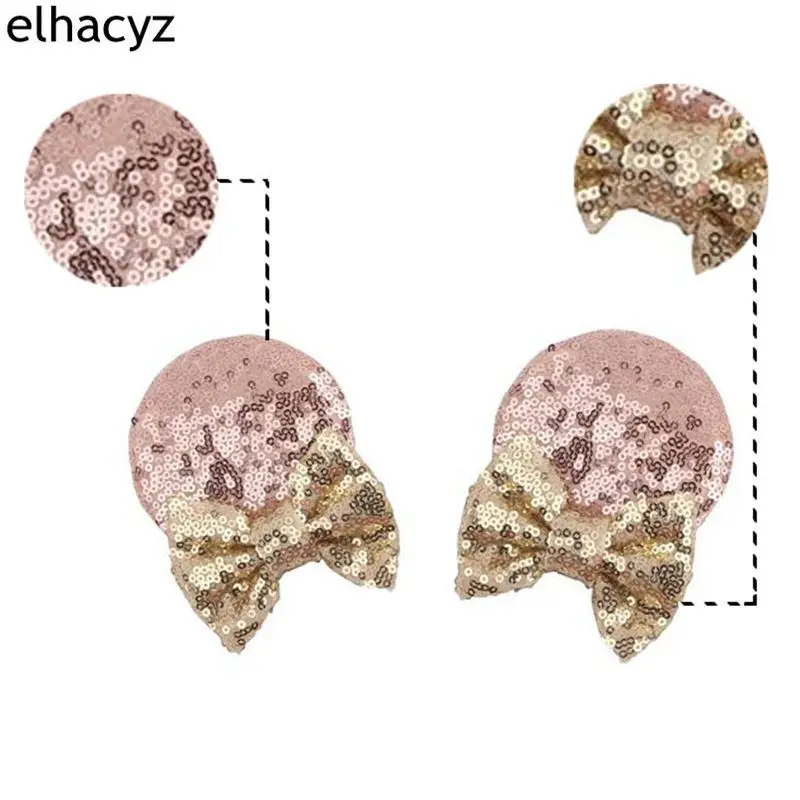 1 пара 3 ''блестящие уши Минни Маус заколки для волос для рождественской вечеринки детские аксессуары для волос Блестящий бант Минни Маус ухо