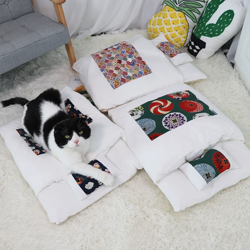 Dog Cat Bed Sleeping Bag Winter Warm Dogs Blanket Mat Removable Cat House Small Pet Bed Puppy Kennel Nest Cushion Pet Supplies