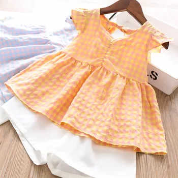 

2020 Summer Girls Sets Plaid Vest and Shorts Children's Clothing Wholesale