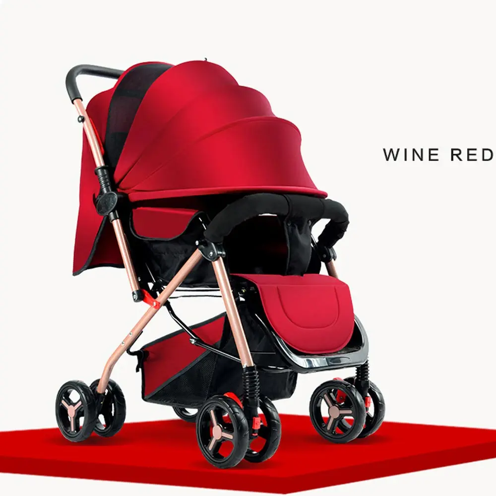 The Latest  Baby stroller two-way can sit reclining ultra light portable folding 0/1-3 year old child four whee 