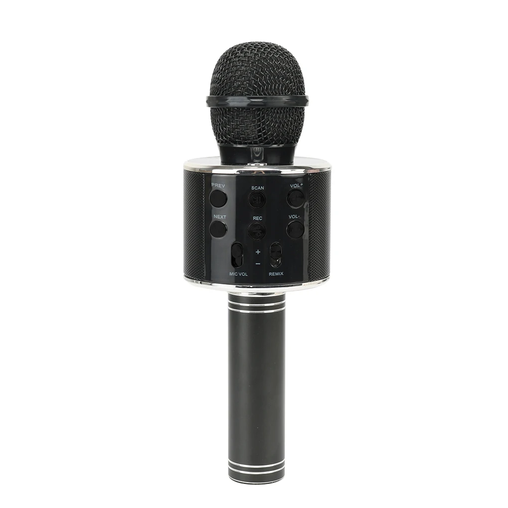 Совершенно профессиональный Bluetooth беспроводной микрофон динамик ручной микрофон караоке микрофон KTV музыкальный плеер для вокала, с рекордером - Цвет: Microphone black