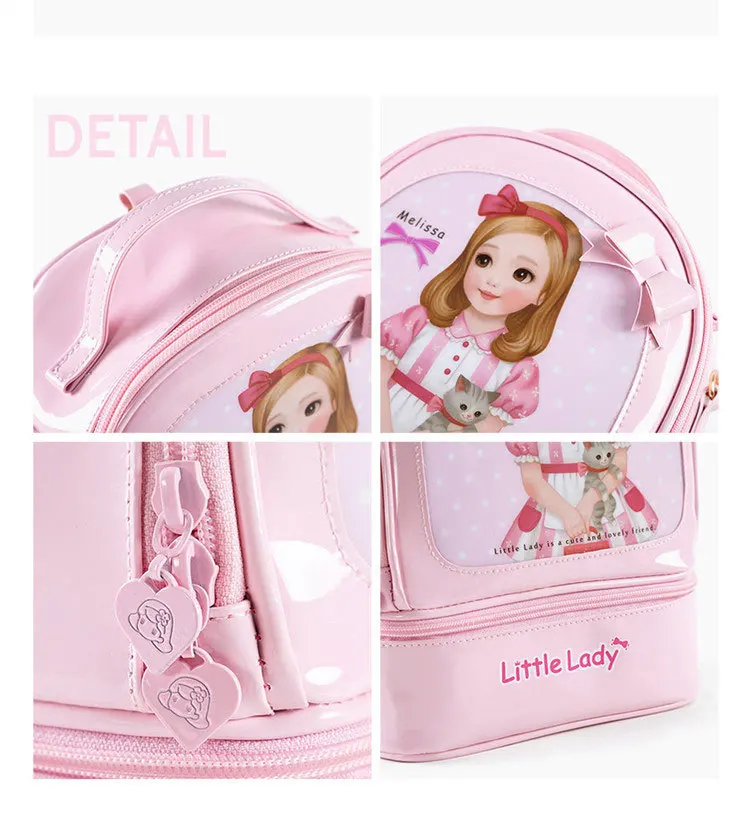 18L-Bento рюкзак Pu маленький женский рюкзак модный Bento Box с героями мультфильмов милый детский эллиптический школьный рюкзак с надписью