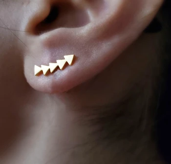 

Wholesale 10 Pair/Lot Cute Triangle Line Rose Gold Earrings For Women Fashion Jewelry Stainless Steel Small Arrow Stud Earrings