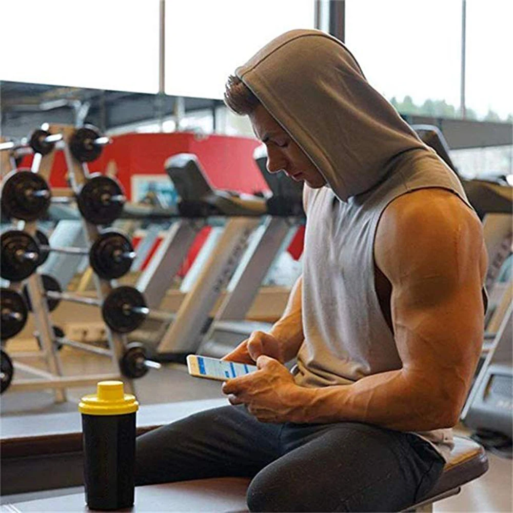 Men's Fitness Gym Solids Bodybuilding Workout Muscle Sleeveless Hoodies  Tank Top Athletic Sleeveless Hooded Tops - AliExpress