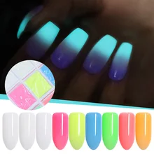 1 коробка блеск для ногтей светится в темноте акриловый порошковый флуоресцентный эффект светящийся порошок фосфорный пигмент для дизайна ногтей
