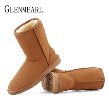 Брендовые женские зимние ботинки; Зимние Теплые ботильоны из натуральной кожи; Высококачественная женская обувь на меху; коллекция года; женские ботинки на плоской подошве