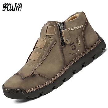 

Men's Ankle Boots Handmade Leather Men's Western Boots Classic Fashion Men's Motorcycle Boots Outdoor Men's Work Shoes 39-48