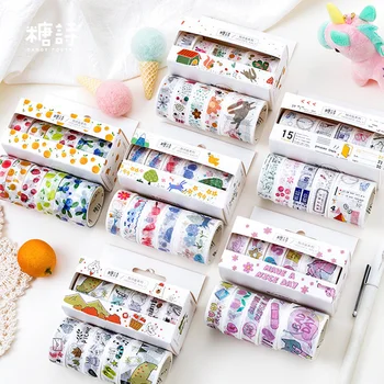 

5Pcs/set Washi Tape Set Paper Add Salt Series Stationery Scrapbooking Masking Tape Flower Diary Album Decoration School Supplies