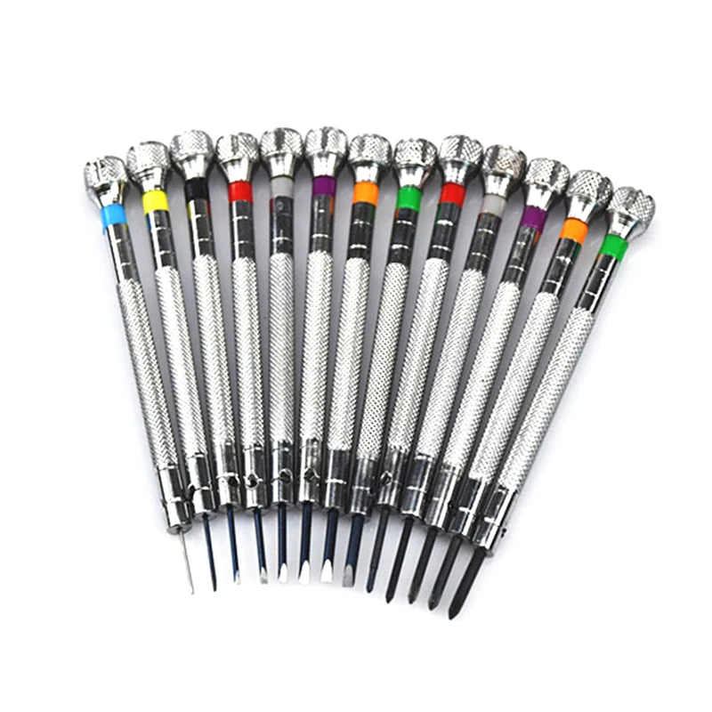 13PCS 0.6-2.0mm Slotted Cross Screwdriver Set Professional Watchmakers Watch Repair Screwdrivers Tool Kit