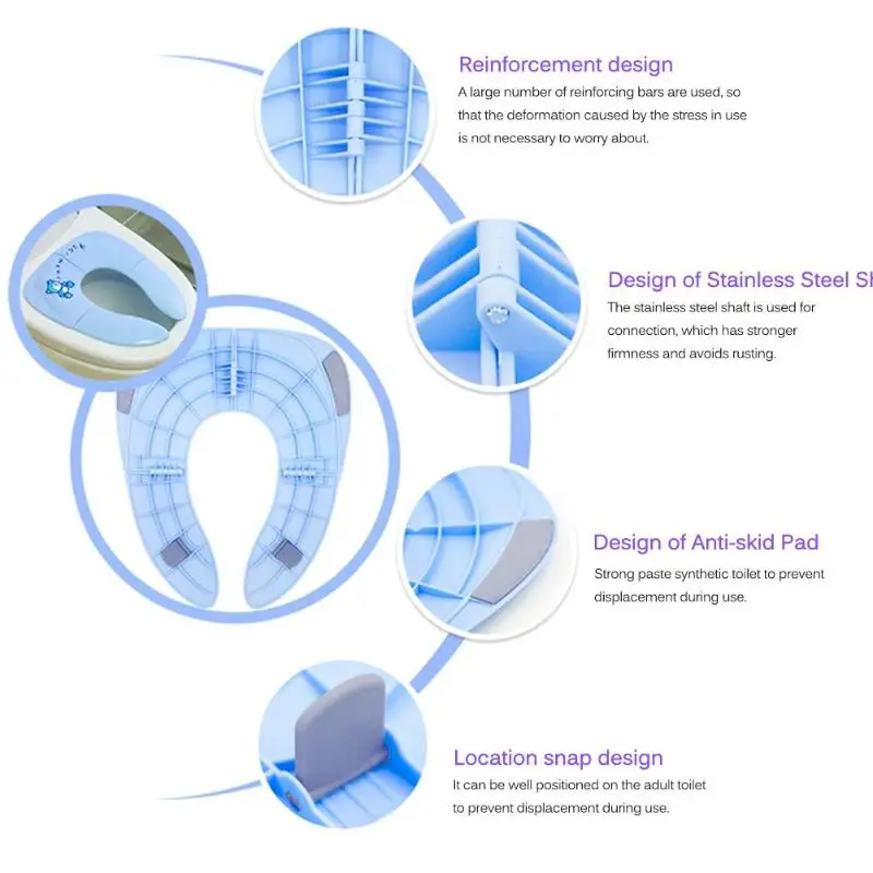 Складное Сиденье для приучения к горшку для детей, нескользящая подкладка, легко чистится, комфортная безопасность, с сумочкой, переносная крышка для унитаза для путешествий