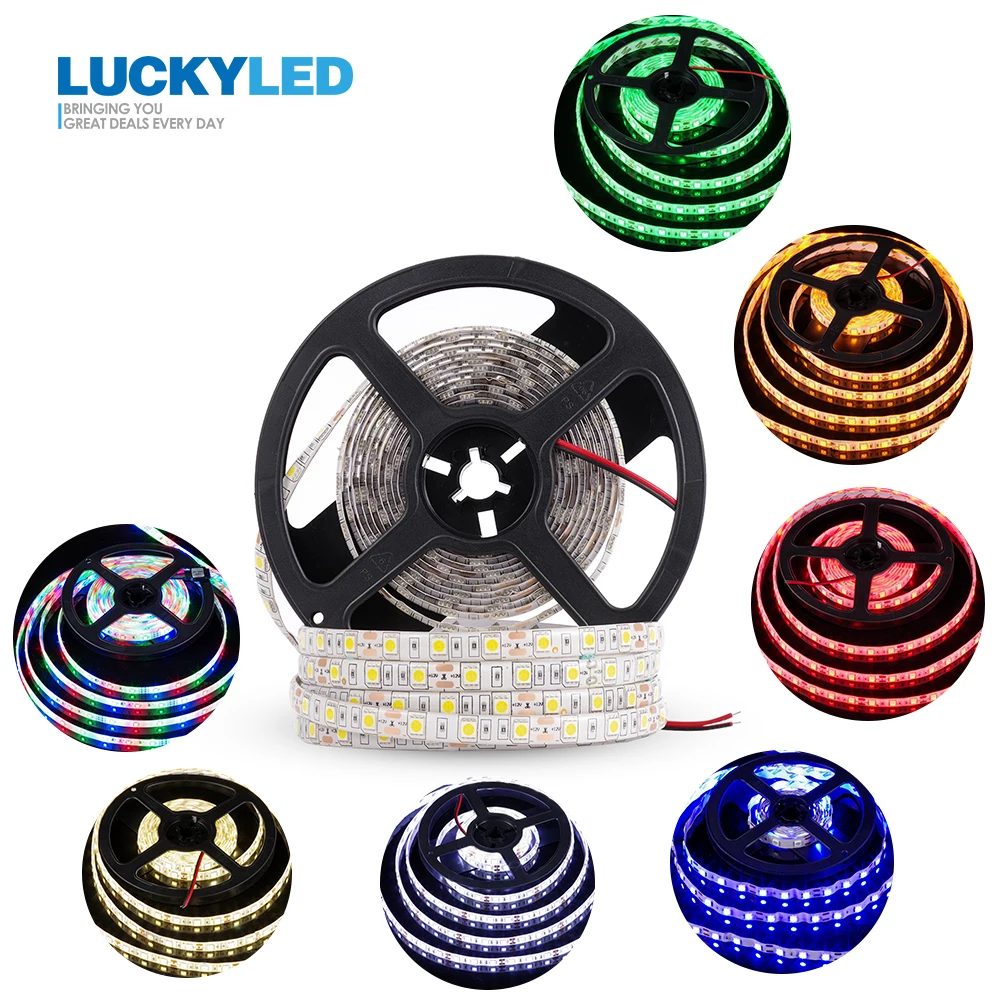 

LUCKYLED 5M Led Strip 12v Waterproof SMD 2835 5050 60Leds/M RGB Led Stripe Ribbon Led Lights Flexible Diode Tape Christmas Lamp