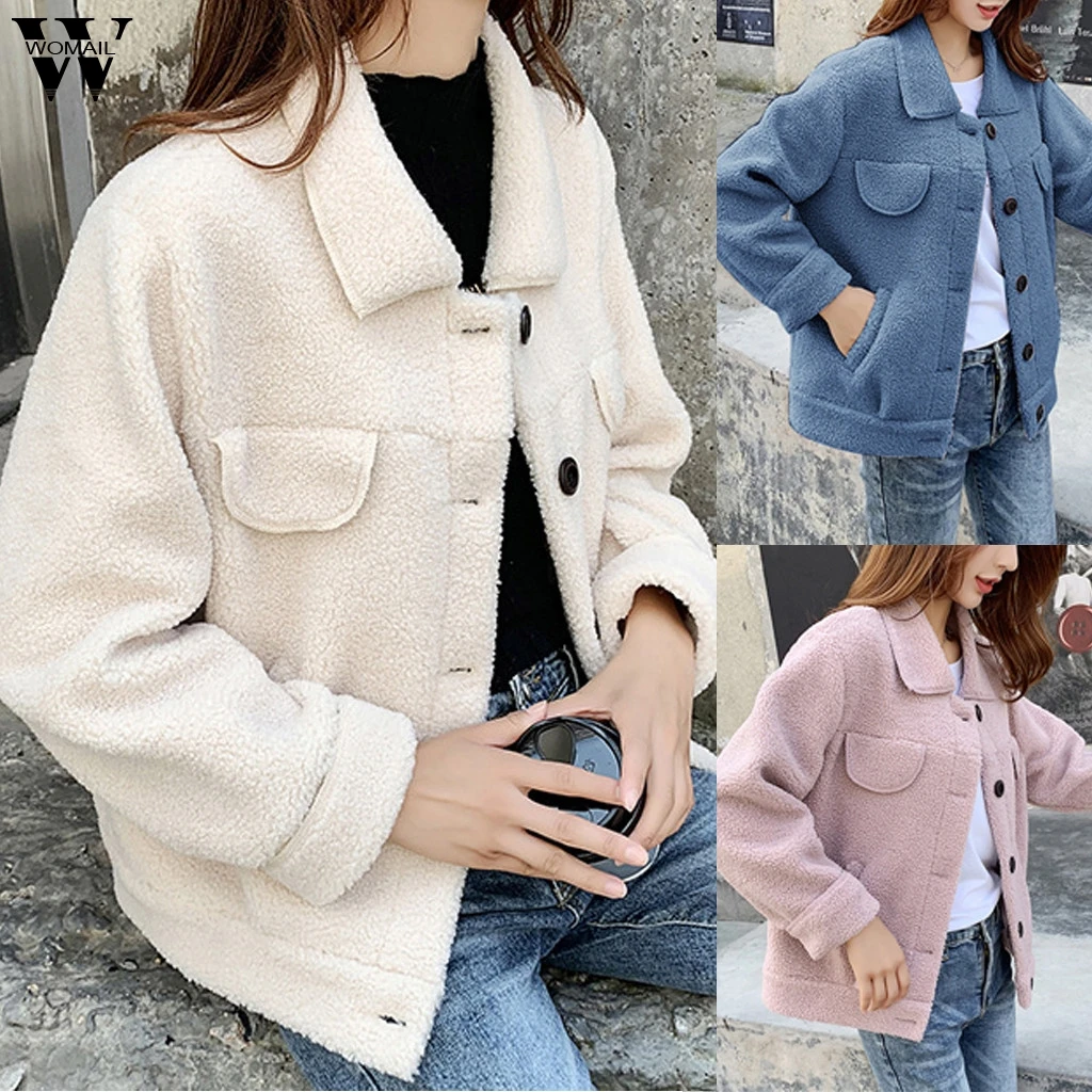Womail, женские зимние пальто, Женское пальто из искусственного флиса, верхняя одежда, теплая куртка с отворотом, байкерская куртка, пальто для женщин Abrigo S-XL