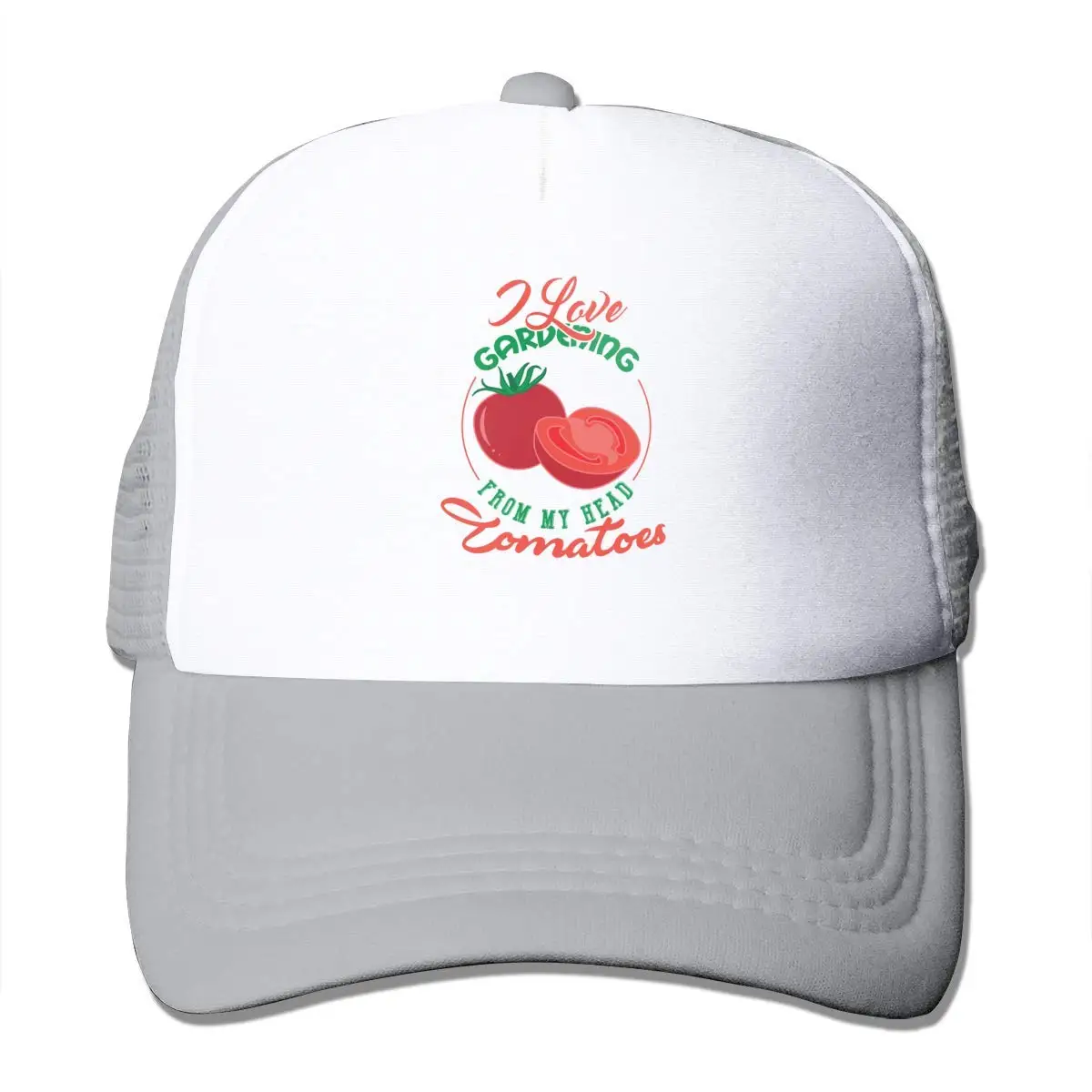 Я люблю Садоводство с моей головы помидоры сетки бейсболка водителя грузовика Стиль шапки Серый