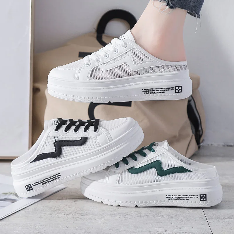 Spring Summer Trend Women Vulcanized Shoes Breathable Light Comfortable White Shoes Student Fashion Mesh Platform Shoes