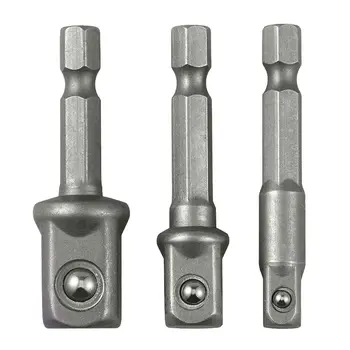 

3pcs Socket Nut Driver Adaptor Set 1/4" 3/8" 1/2" SDS Drill Chuck Adapter Power Extension Tool For Hammer Impact Power Drill