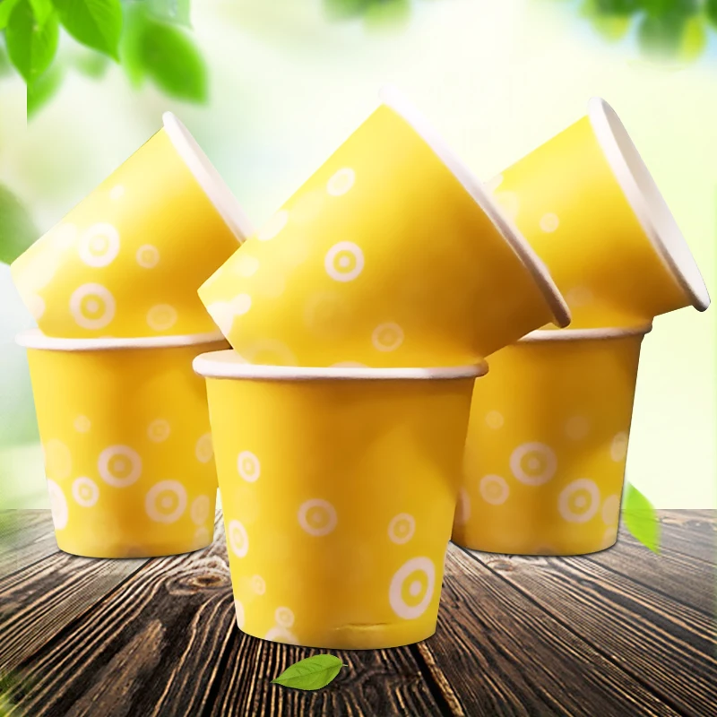 

100pcs Thicken yellow small drink paper cups 2.5oz 50ml disposable coffee milk tea juice water wine cup mini fruit taste cup