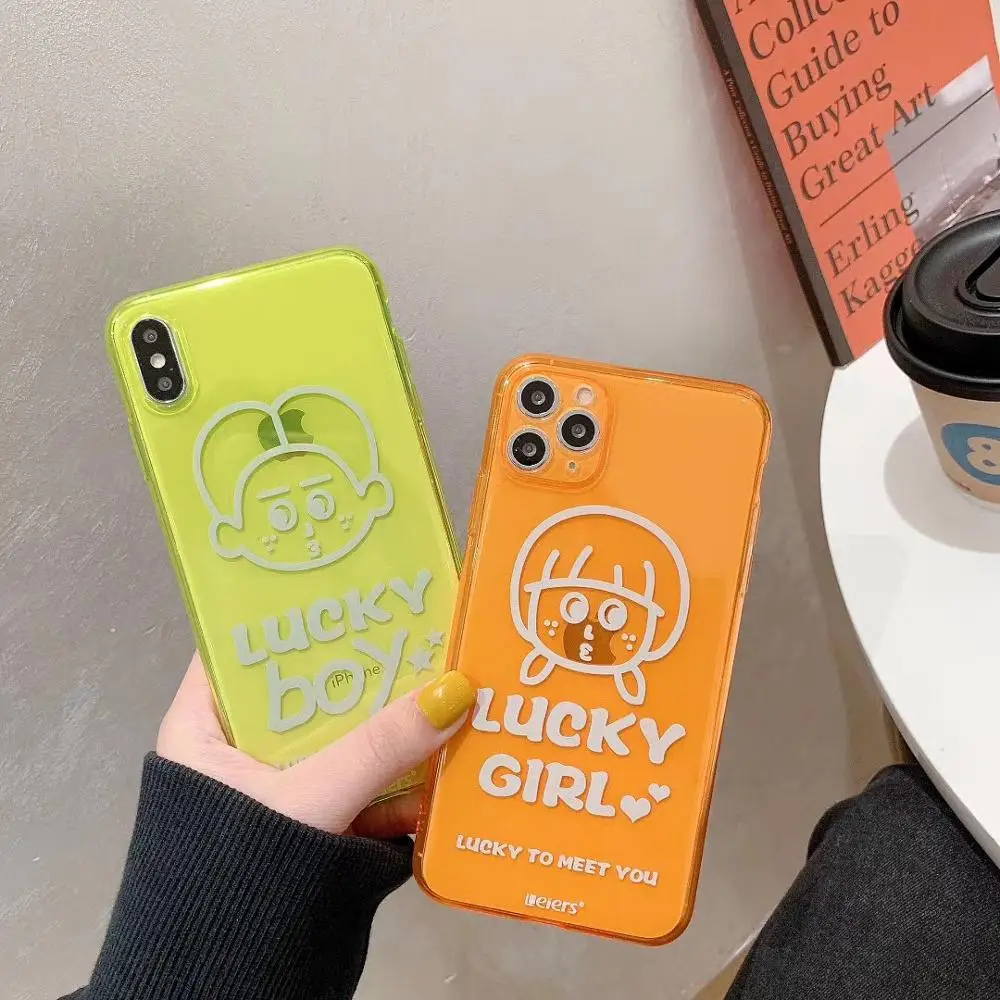 

Fluorescent Color Shockproof shell for apple iPhoneXR XS MAX 11 pro max 7 8PLUS hyaline Couple case cover protective Soft case