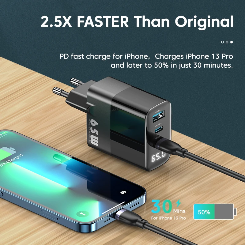 Încărcător 65W cu încărcare rapidă 4.0 3.0 USB tip C QC PD Încărcător USB portabil rapid pentru iPhone Xiaomi Laptop Tablet_voghion.com