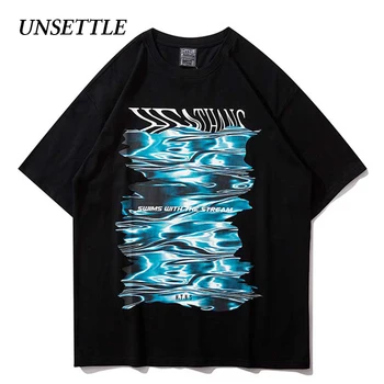 

UNSETTLE Summer Men/Women Harajuku T-shirts Hip Hop Blurry Print tshirt Fashion Streetwear t shirt Oversize Short Sleeve Tee Top