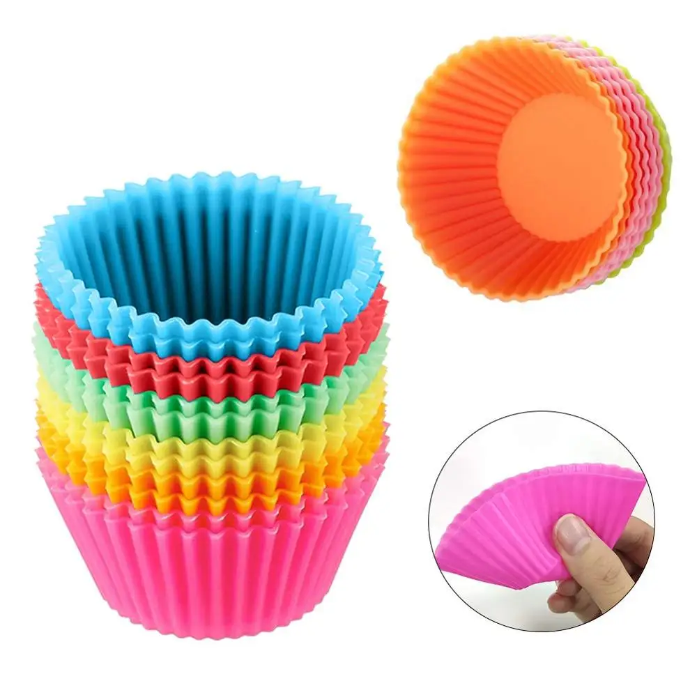 Freshware Silicone Baking Cups [24-Pack] Reusable Cupcake Liners Non-Stick  Muffin Cups Cake Molds Cupcake Holder in 6 Rainbow Co