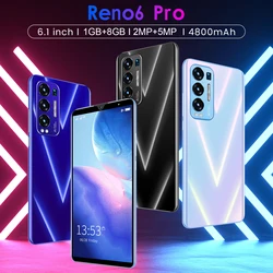 Unlocked Cellphone Reno6 Pro 1GB RAM 8GB ROM  6.1 Inch HD Screen Dual SIM Smartphone Mobilephone Celular Handphone