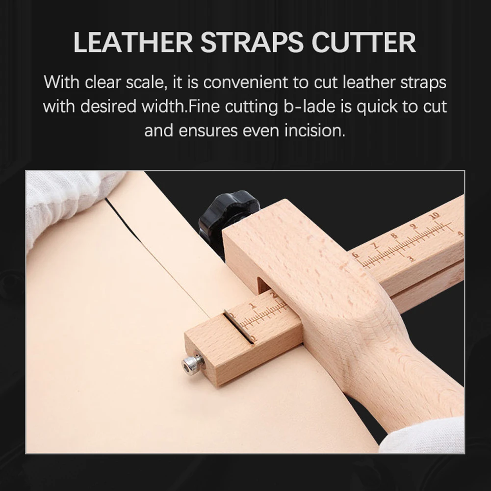 Adjustable Leather Straps Cutter Leather Belt Cutting Tool Wooden