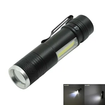 

Portable Mini XPE Q5 & COB LED Flashlight Working Light Powerful Penlight Adjustable Focus Torch Lamp Use 14500 or AA Battery