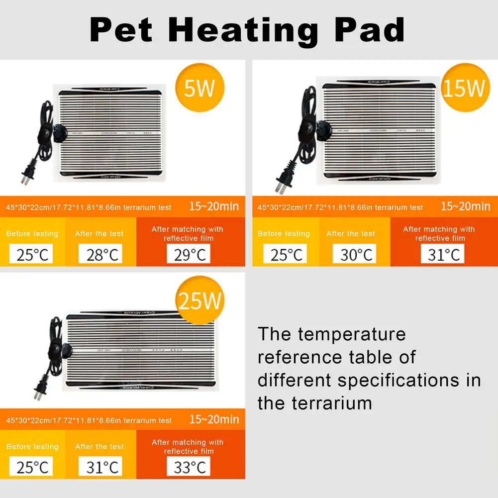 Savoo Reptile Heat Pad 5W/15W/25W Thermostat Adjustable Under Tank