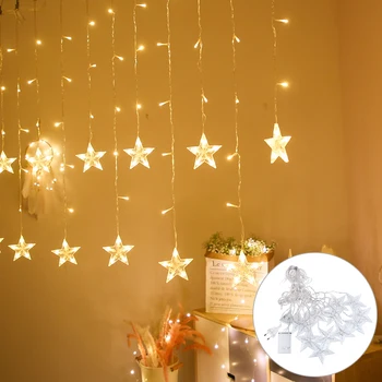 

5M LED Christmas Star Curtain Lights 220V EU Outdoor/Indoor Garland String Fairy Lamp For Party Wedding Holiday Decoration