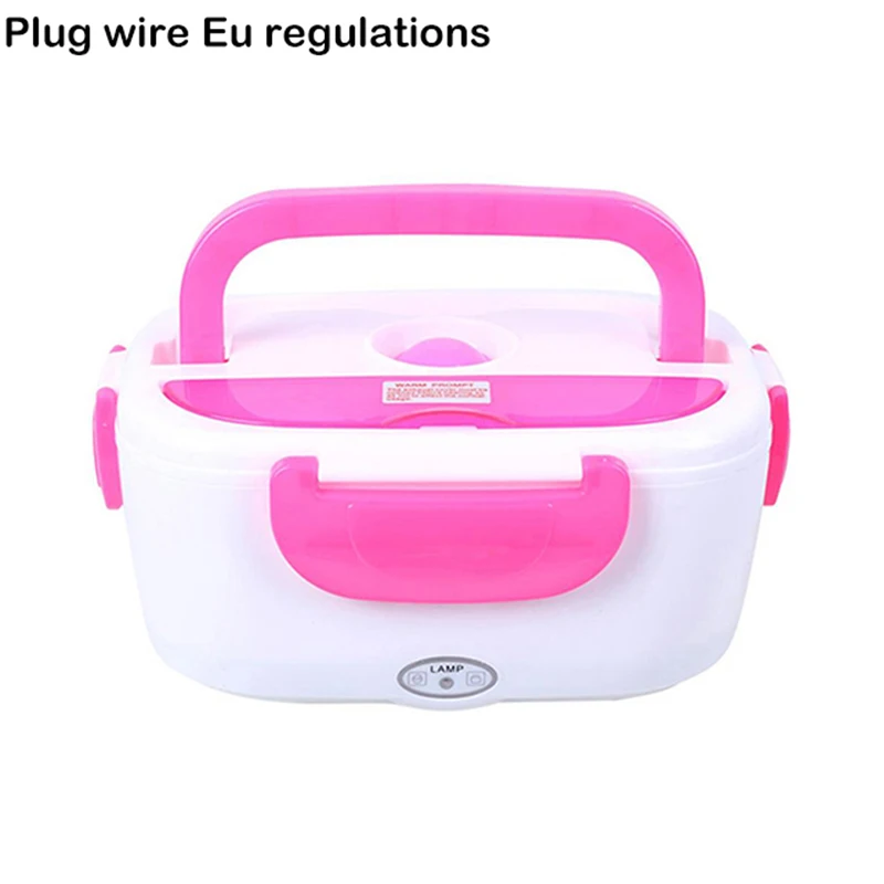EU-pink Vertvie 1.05L контейнер для еды, подогреватель пищи, наборы посуды, ЕС/США/Великобритания, автомобильный сигаретный светильник, вилка, портативный Электрический нагревательный Ланч-бокс - Цвет: EU-pink