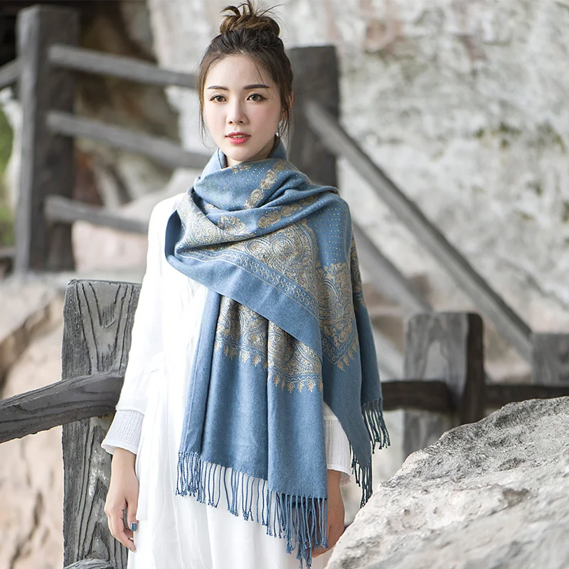 Winter Scarf Women Plaid Blanket Cashmere Pashmina Shawl Fashion Scarves and Shawls Luxury Brand Scarf Tops for Women Oversize
