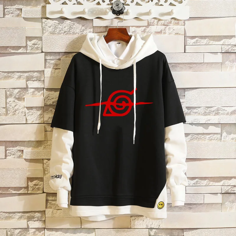 Narutoo Kakashi Sweater Hoodie Sportswear Sweatshirts Top Fake Two Piece Women Men Cosplay Costumes |