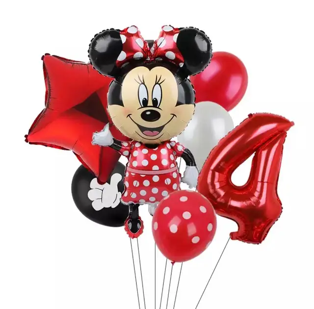 180*108 cm 1pc Minnie Mouse Theme Table Cloth for Kids Happy Birthday Party Decoration Table Cover Event Party Supplies 7pcs Number 4