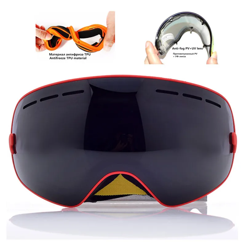 Профессиональные лыжные очки, очки для сноуборда, двойные противотуманные линзы Uv400, большие маски для мужчин и женщин, снежные очки для снегохода, лыжные очки